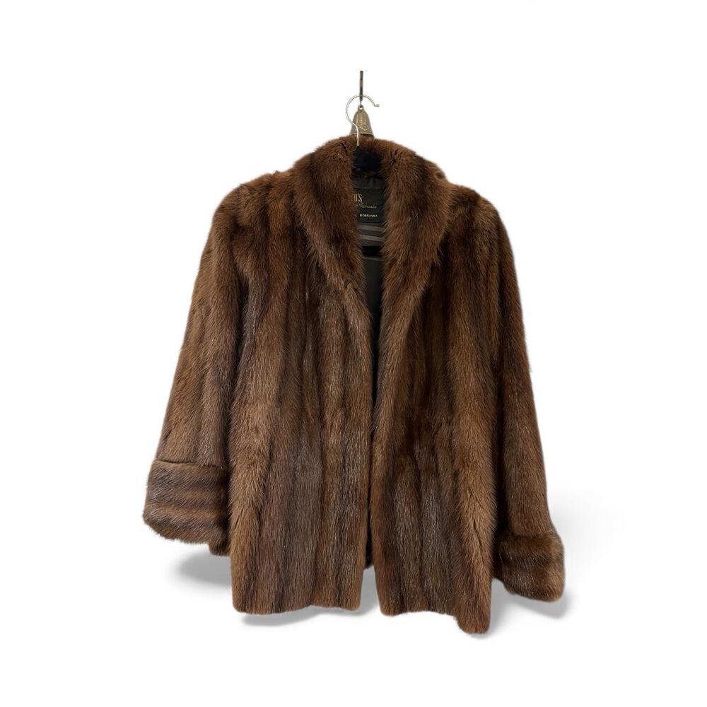 Mob Wife” VTG Gold's Muskrat Fur Coat Jacket M Brown "Old Money" Luxe Glam RARE